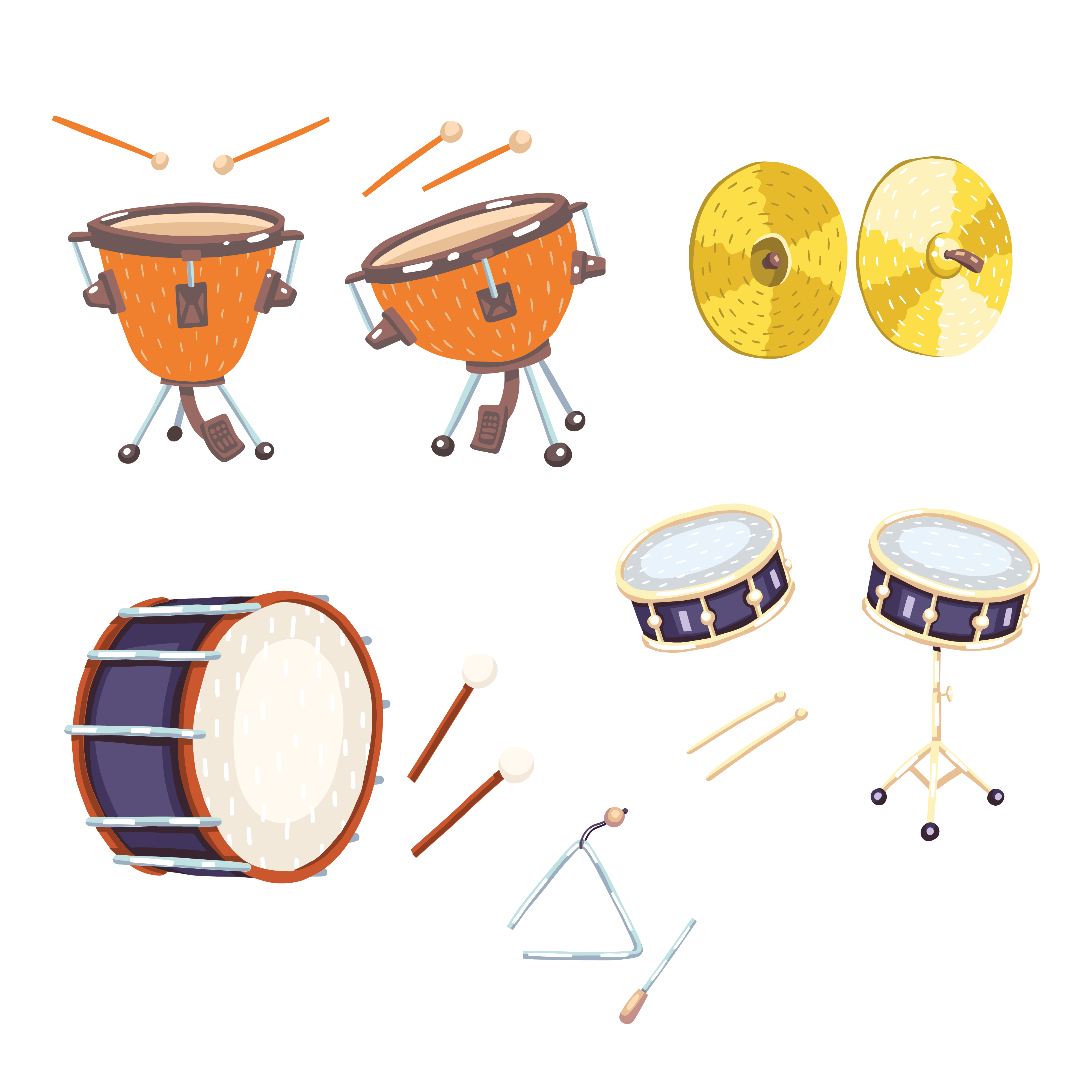 The percussion instruments like snare drums 2025 bass drums and timpani are belong to